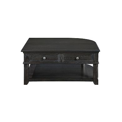 Riel Cocktail Coffee Table w Storage, 38 Inch Lift Top, Charcoal Black