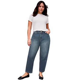 Avenue Women's Plus Size Barrel Leg Jean