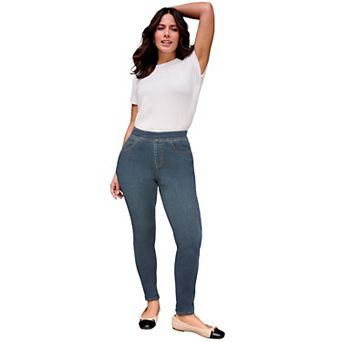 Avenue Women's Plus Size Pull On Straight Leg Jean