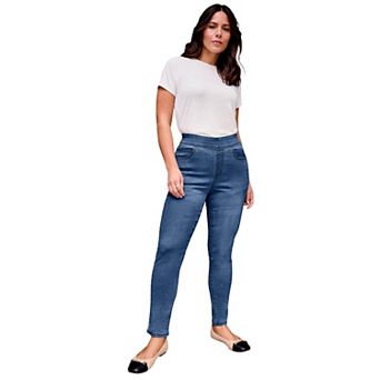 Avenue Women's Plus Size Pull On Skinny Leg Jean
