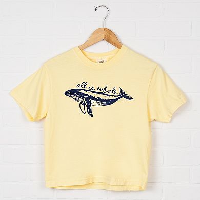 All Is Whale Sketched - Women's Boxy Crop Top Graphic T-Shirt