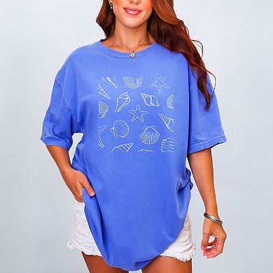 Seashells Square - Women's Garment Dyed Graphic T-Shirt