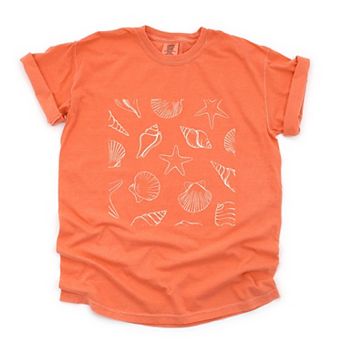 Seashells Square - Women's Garment Dyed Graphic T-Shirt