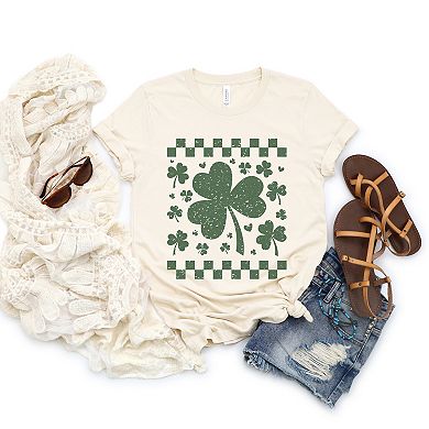 Clovers Checkered Distressed - Women's Short Sleeve Graphic T-Shirt