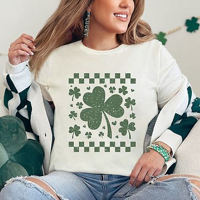 Clovers Checkered Distressed - Women's Short Sleeve Graphic T-Shirt