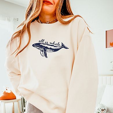 All Is Whale Sketched - Women's Lightweight Garment Dyed Sweatshirt