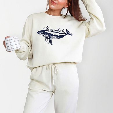 All Is Whale Sketched - Women's Lightweight Garment Dyed Sweatshirt