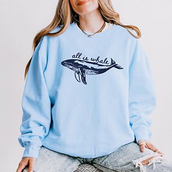 All Is Whale Sketched - Women's Lightweight Garment Dyed Sweatshirt