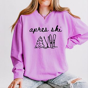 Aprés Ski Cursive Icons - Women's Lightweight Garment Dyed Sweatshirt