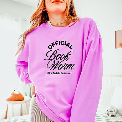 Official Book Worm Plot Twists Included - Women's Lightweight Garment Dyed Sweatshirt