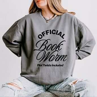 Official Book Worm Plot Twists Included - Women's Lightweight Garment Dyed Sweatshirt