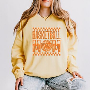 Basketball Mom Checkered Distressed - Women's Lightweight Garment Dyed Sweatshirt