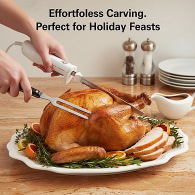 Electric Knife Set with Serrated Blades for Carving Meats Bread and Crafting