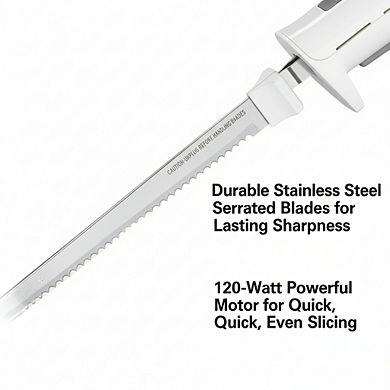 Electric Knife Set with Serrated Blades for Carving Meats Bread and Crafting