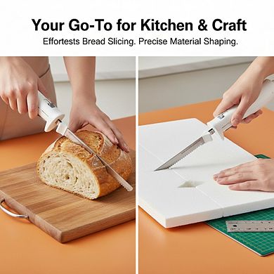 Electric Knife Set with Serrated Blades for Carving Meats Bread and Crafting