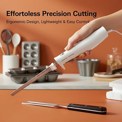 Electric Knife Set with Serrated Blades for Carving Meats Bread and Crafting