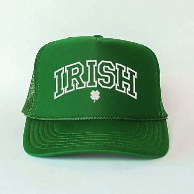 Embroidered Irish Varsity Clover - Women's Graphic Foam Trucker Hat