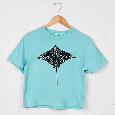 Spotted Stingray - Women's Boxy Crop Top Graphic T-Shirt
