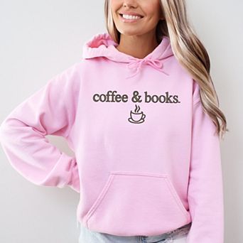 Embroidered Coffee & Books - Women's Graphic Hoodie