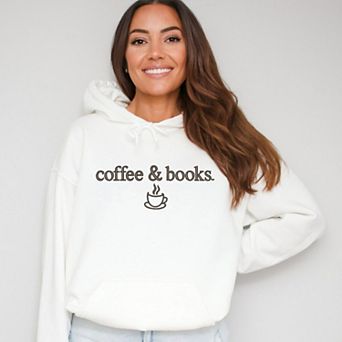 Embroidered Coffee & Books - Women's Graphic Hoodie