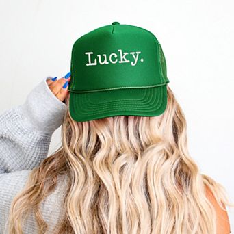 Embroidered Lucky Typewriter - Women's Graphic Foam Trucker Hat