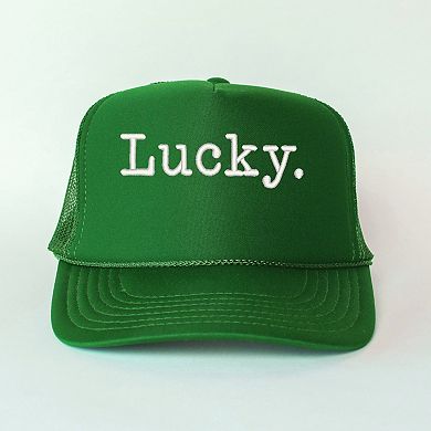 Embroidered Lucky Typewriter - Women's Graphic Foam Trucker Hat