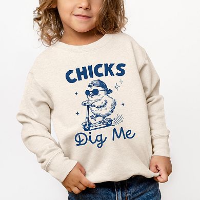 Chicks Dig Me Scooter - Toddler Graphic Sweatshirt