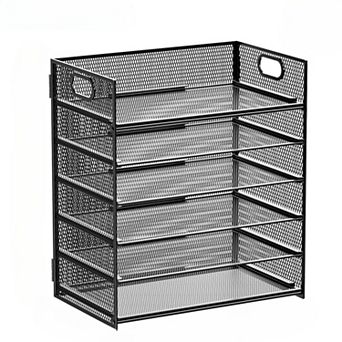 6 tier Paper Organizer Mesh Desk Tray with Handle for Letter and A4 Files