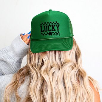 Lucky Vibes Checkered - Women's Graphic Foam Trucker Hat