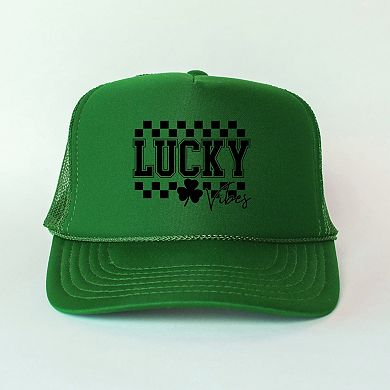 Lucky Vibes Checkered - Women's Graphic Foam Trucker Hat
