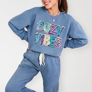 Cozy Vibes Winter Paint Print - Women's Lightweight Garment Dyed Sweatshirt