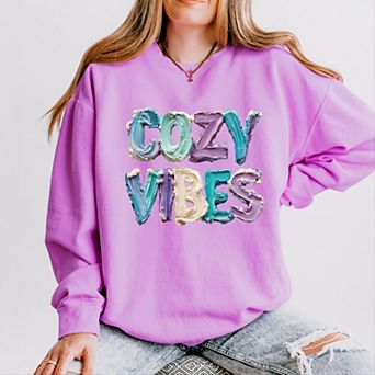 Cozy Vibes Winter Paint Print - Women's Lightweight Garment Dyed Sweatshirt