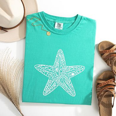 Starfish Mandala - Women's Garment Dyed Graphic T-Shirt