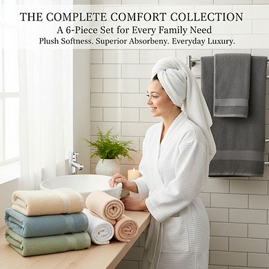 6 Pack Bath Towels 27x54 Inches 100 Cotton Larger and Quick Drying Multi Color