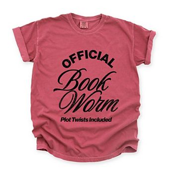 Official Book Worm Plot Twists Included - Women's Garment Dyed Graphic T-Shirt