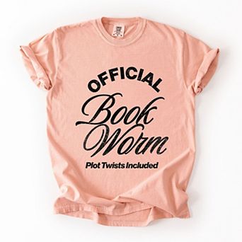 Official Book Worm Plot Twists Included - Women's Garment Dyed Graphic T-Shirt