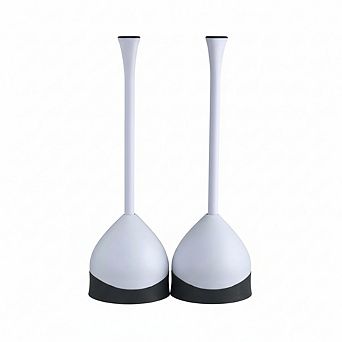 Toilet Plunger Set of 2 with Hideaway Caddy and Holder for Bathroom Storage