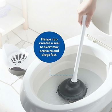 Toilet Plunger Set of 2 with Hideaway Caddy and Holder for Bathroom Storage