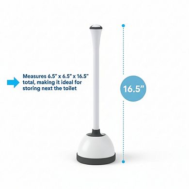 Toilet Plunger Set of 2 with Hideaway Caddy and Holder for Bathroom Storage