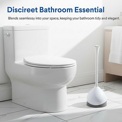 Toilet Plunger Set of 2 with Hideaway Caddy and Holder for Bathroom Storage