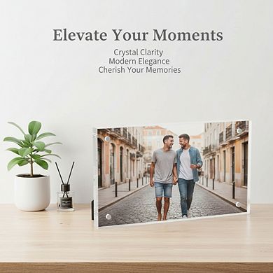 Double Sided Magnetic Acrylic Picture Frames 3 Pack 4x6 Clear Desktop Display