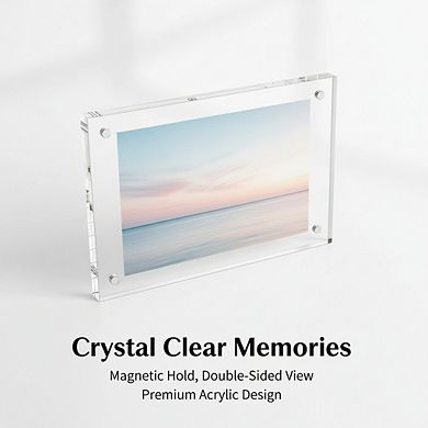 Double Sided Magnetic Acrylic Picture Frames 3 Pack 4x6 Clear Desktop Display