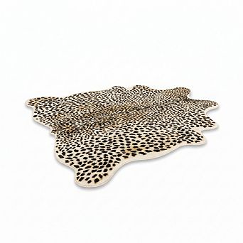 5.2x7 Cheetah Print Area Rug, Faux Animal Fur for Bedroom & Living Room Decor, Multicolor