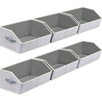 6 Pack Large Collapsible Fabric Storage Bins with Handles for Closet and Shelves