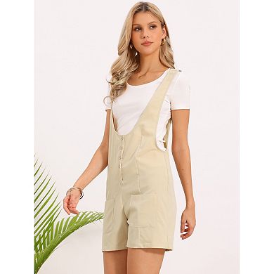 Rompers for Women Summer Sleeveless Overalls Spaghetti Strap Lightweight Button Up Shorts Jumpsuit