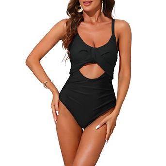 Women's Adjustable Straps Monokini Bikini Sets, 1 pc Crisscross Tie Back Swimwear Bathing Suits