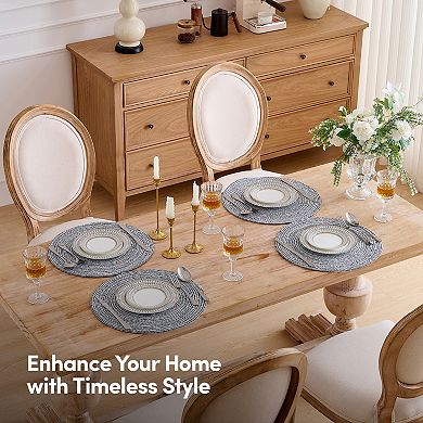 Sweet Home Collection Two Tone Cotton 15" Round Woven Placemat Sets 4 Pack