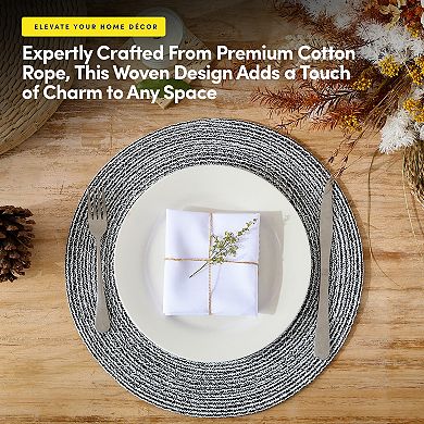 Sweet Home Collection Two Tone Cotton 15" Round Woven Placemat Sets 4 Pack