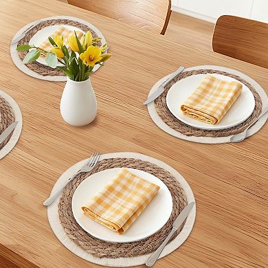 Set of 4 Farmhouse Woven Placemats for Dining Kitchen Table Mat with Tassel 11.8 inch