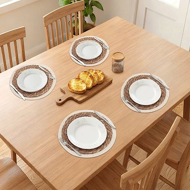 Set of 4 Farmhouse Woven Placemats for Dining Kitchen Table Mat with Tassel 11.8 inch